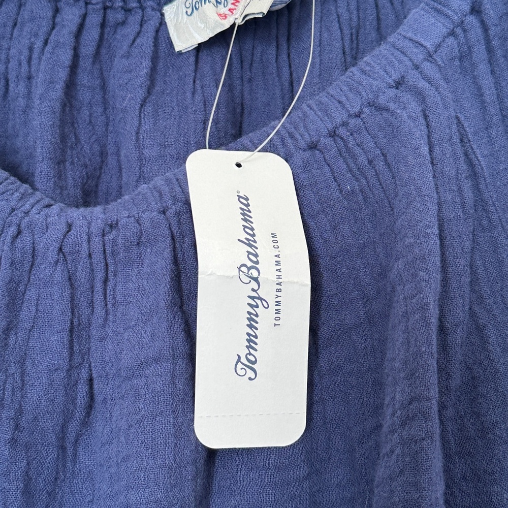 Brand New Tommy Bahama Island Guaze Off the Shoulder Island Navy Coral Isle XL - Picture 3 of 11